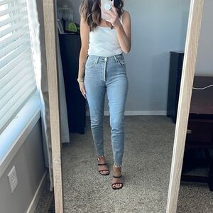 Agolde light wash grey skinny denim